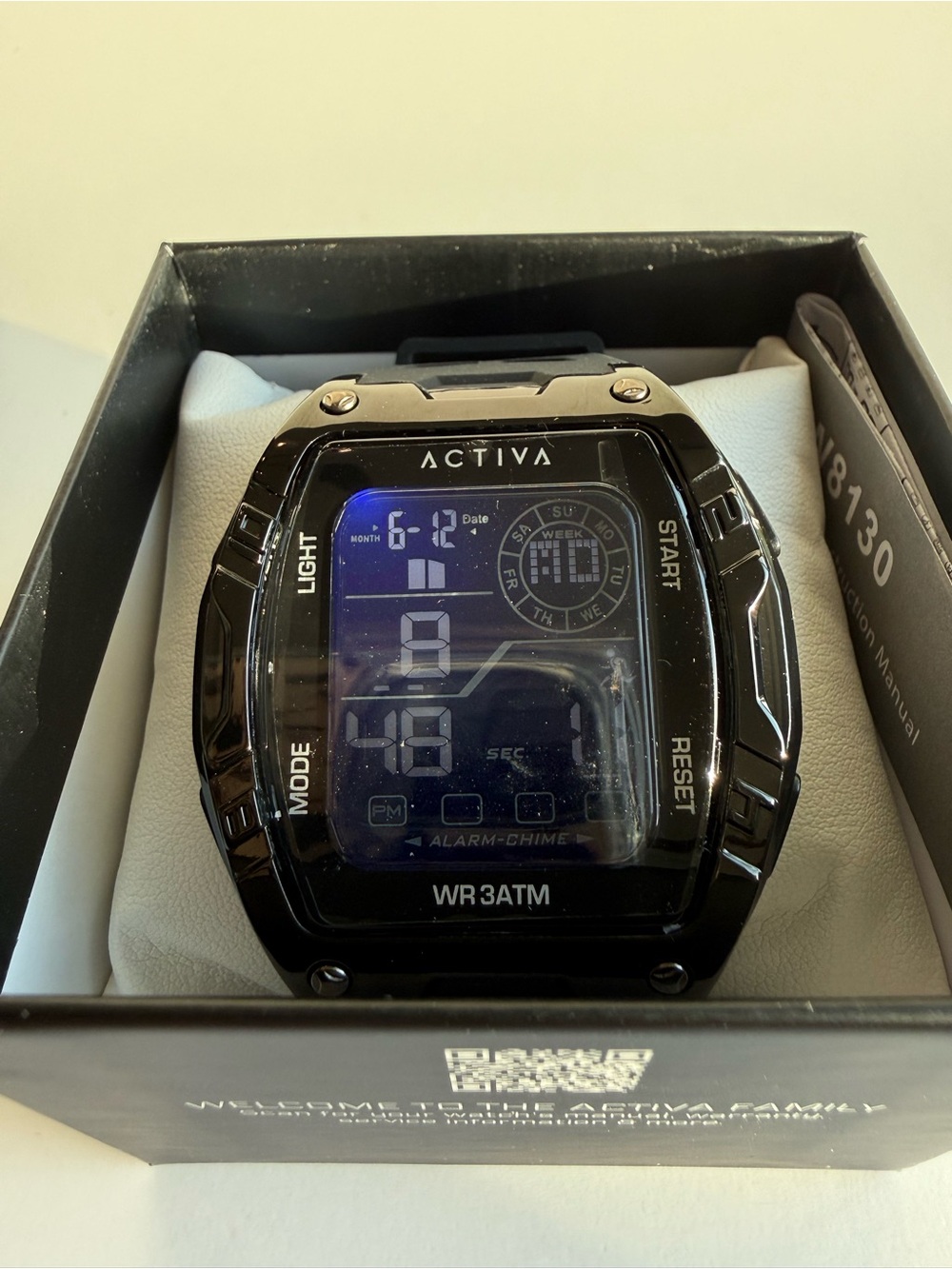 Activa Digital Sport Watch Black Silicone Strap NWT Box - Picture 2 of 5